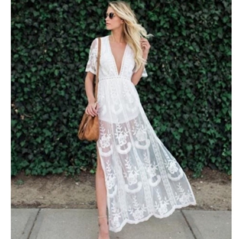 Honey Punch White Romper Maxi